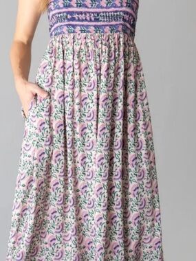 NATURAL LIFE Bailey Maxi Dress in “Purple Fan Floral Print” — XL